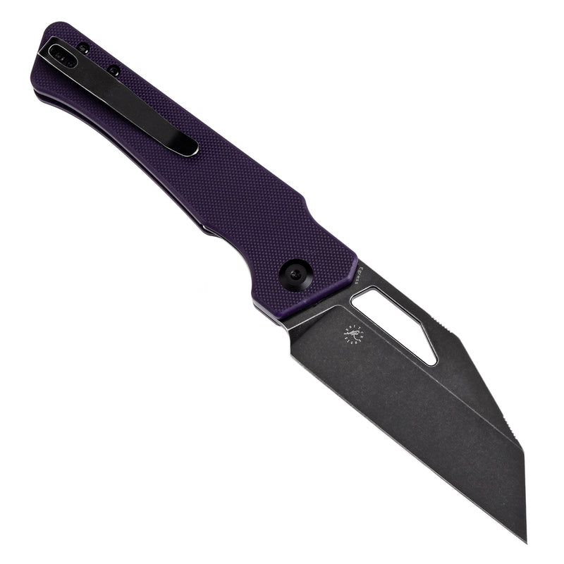 KANSEPT Egress T1033A3 Black Stonewashed 14C28N Purple G10 Handle with Nitch Designs Design
