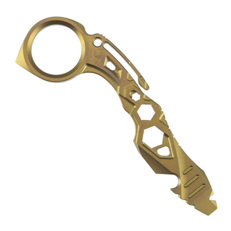 Kansept EDC Tool PryMate G008A8 Gold Anodized Titanium Multifucntional Tool Designed by Sebastian Irawan