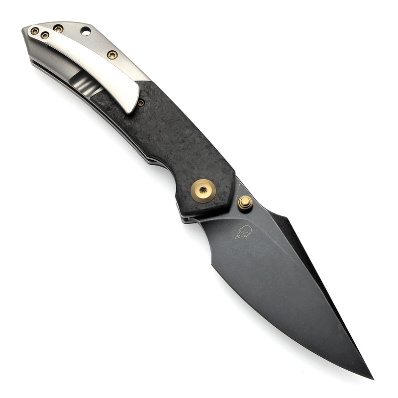 KANSEPT Fenrir Front Flipper/Thumb Stud Knife Shred Carbon Fiber +Titanium Handle (3.48'' CPM-S35VN Blade) Greg Schob Design-K1034A1