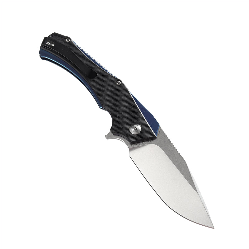 KANSEPT Hellx Tacitical Utility Pocket Knife with Stonewashed D2 Blade Black G10 Handle - T1008A1