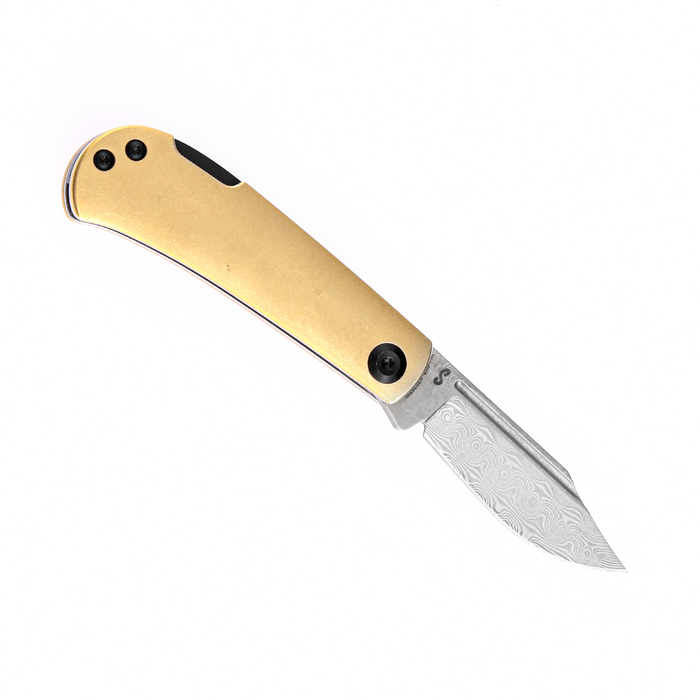 KANSEPT Wedge Back Lock Knife Brass Handle (2.9'' Damascus Blade) Nick Swan Design-K2026BB1