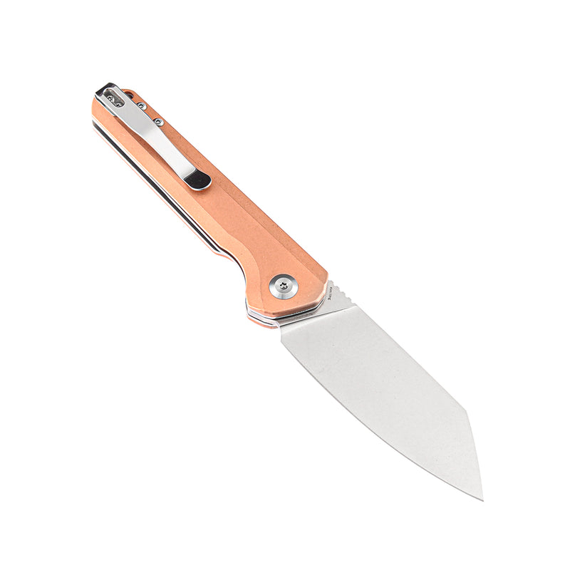 KANSEPT Bulldozer Front Flipper Red Copper Handle ( 3.56" CPM-S35VN )with Kim Ning Design-K1028B1