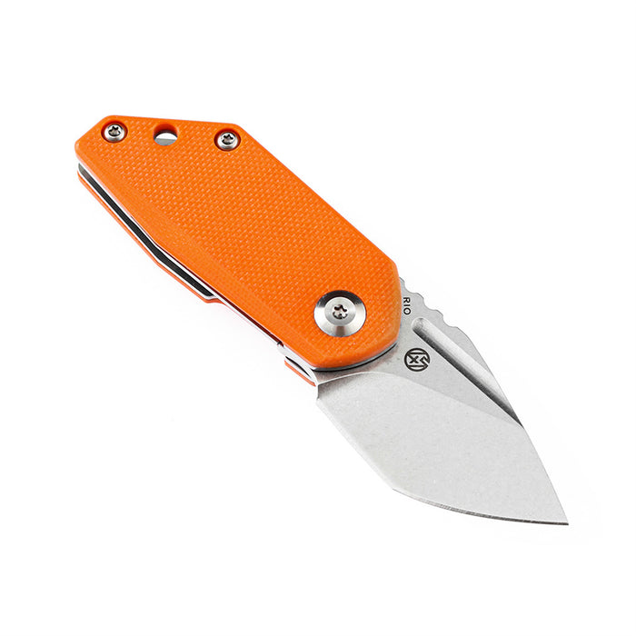 KANSEPT RIO Flipper Knife Orange G10 Handle (1.56'' M390 Blade)4T5 Design-K3044A4
