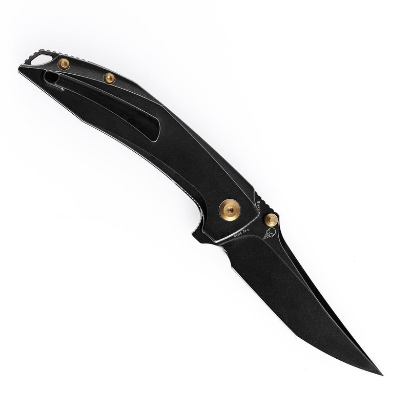 KANSEPT Baku Flipper/Thumb Hole Knife Titanium + Copper Carbon Fiber Inlay Handle (3.2'' CPM-S35VN Blade) Sparrow Knife Co Design -K1056A1