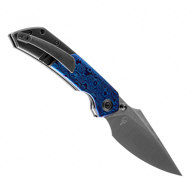 KANSEPT Fenrir Front Flipper/Thumb Stud Knife Titanium + Timascus Handle (3.48'' CPM-S35VN Blade) Greg Schob Design-K1034A7