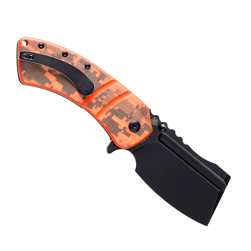 XL Korvid T1030B3 Black Stonewashed 154CM Blade Orange and Camouflage G10 Handle Designed by Koch Tools