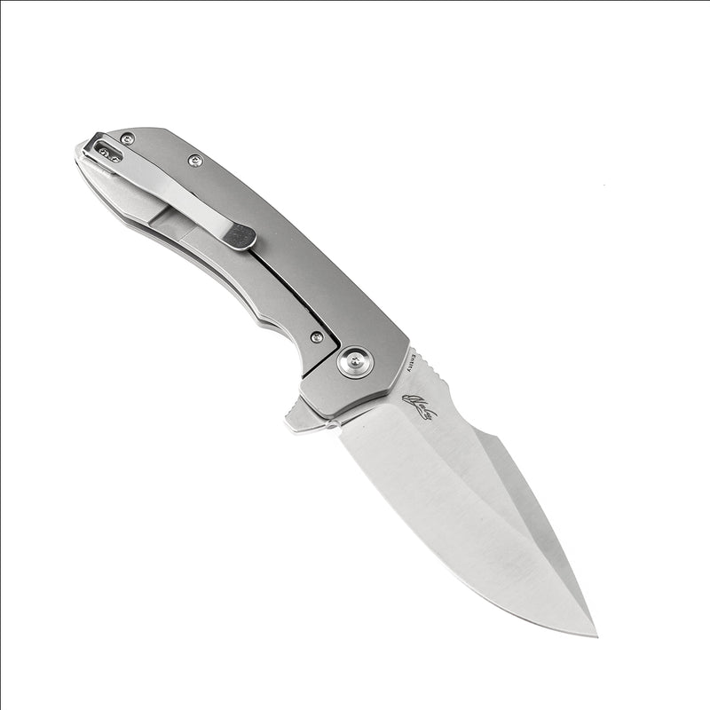 KANSEPT Entity Satin CPM-S35VN Blade Bead Blasted Titanium Handle with Nalu Knives design- K1036A1