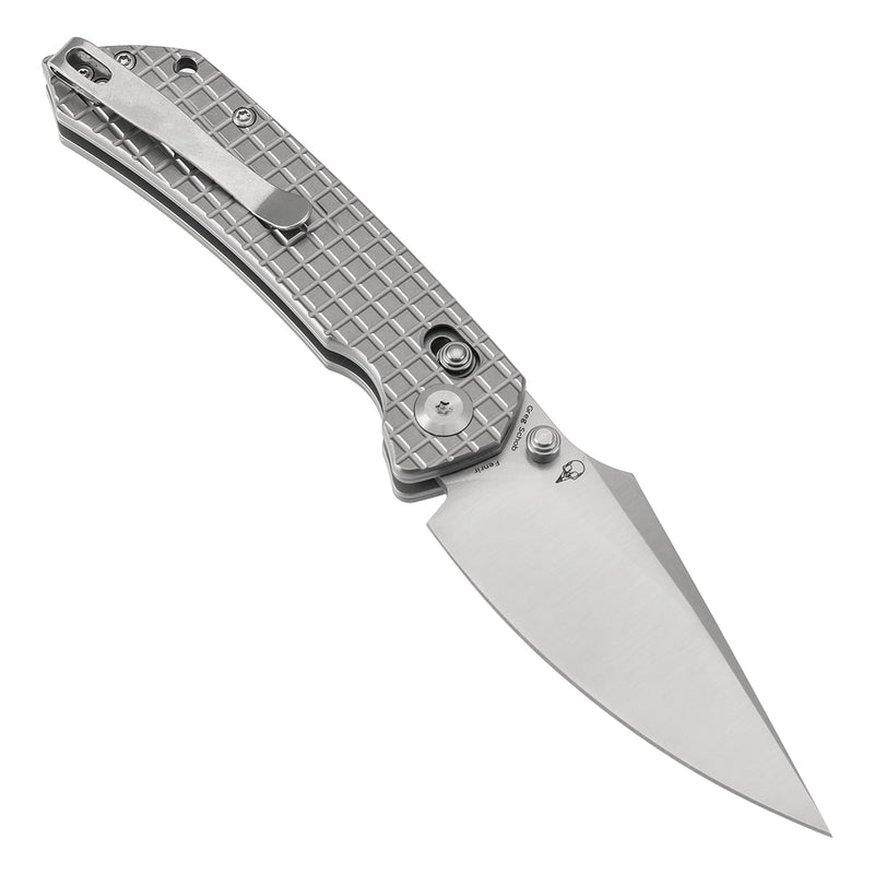 KANSEPT Fenrir Crossbar Lock Knife Bead Blasted Titanium with Frag Pattern Handle (3.48'' CPM S35VN Blade) Greg Schob Design - K1034V8