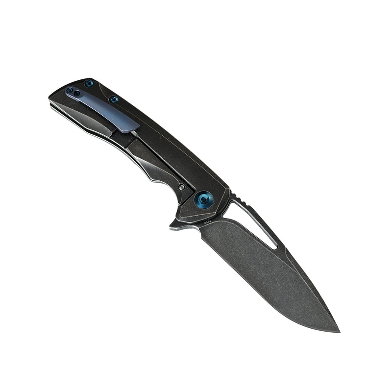 KANSEPT KRYO Thumb Hole Black Titanium Handle (3.58" CPM S35VN Blade) Kim Ning Design-K1001A2