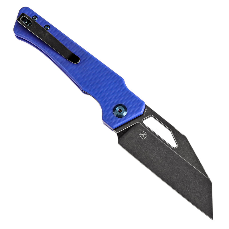 KANSEPT Egress T1033A2 Black Stonewashed 14C28N Blue G10 Handle with Nitch Designs Design