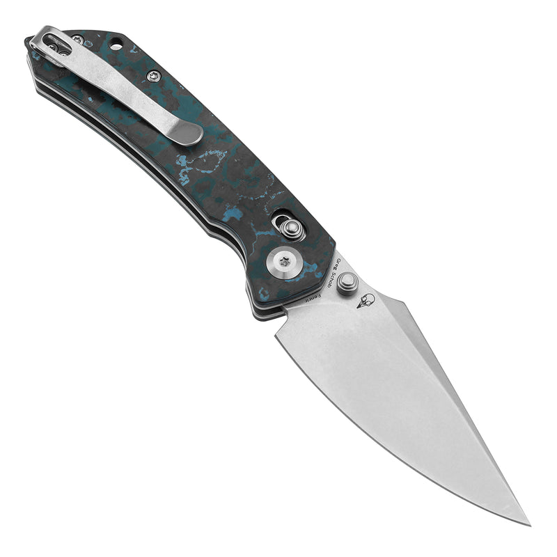 KANSEPT Fenrir Crossbar Lock Knife Arctic Storm Carbon Fiber Handle (3.48'' CPM S35VN Blade) Greg Schob Design - K1034V2