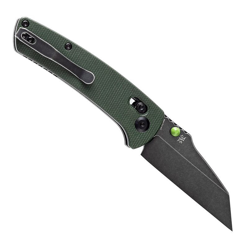 KANSEPT Main Street Thumb Studs/ Crossbar Lock Kinfe Green Micarta Handle (3.36'' 154CM Blade) Dirk Pinkerton Design-T1015V6
