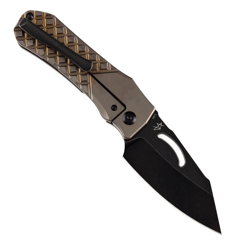 KANSEPT Loki Thumb Hole Knife Bronze Anodized Titanium with Frag Pattern Handle (2.99''CPM S35VN Blade)Steven Dunnuck Design-K1058A4