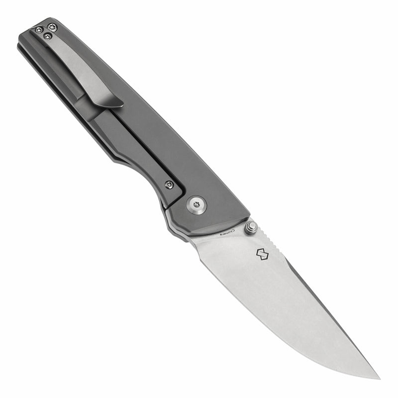 KANSEPT Chimera Thumb Stub Stonewashed Titanium Handle (3.15" CPM S35VN Blade) with Matsey Design-K1096A2