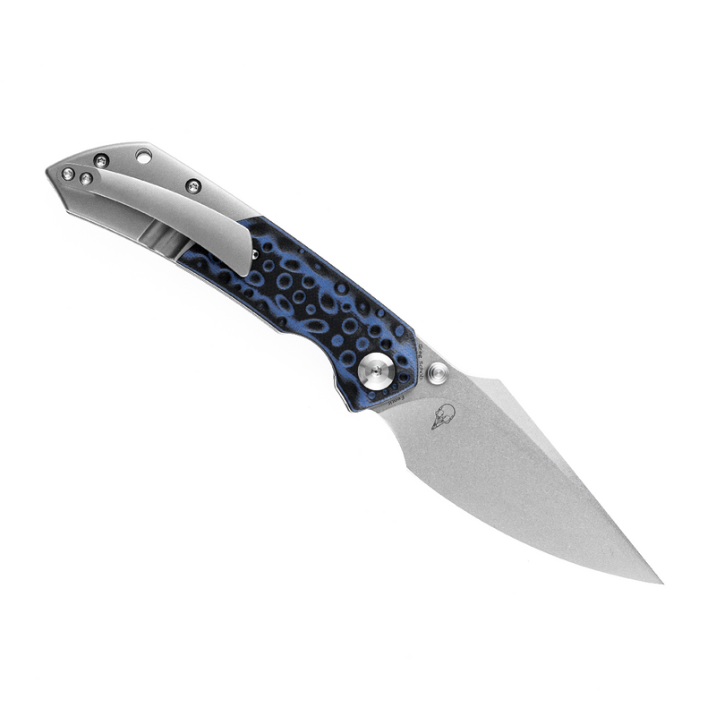 KANSEPT Fenrir Front Flipper/Thumb Stud Knife Black and Blue G10 + Titanium Handle (3.48'' CPM-S35VN Blade) Greg Schob Design-K1034A3
