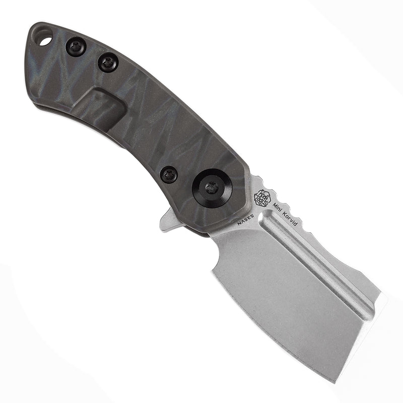KANSEPT Mini Korvid Flipper knife Tiger Stripe Flamed Titanium Handle (1.45'' CPM-S35VN Blade ) Koch Tools Design-K3030A9