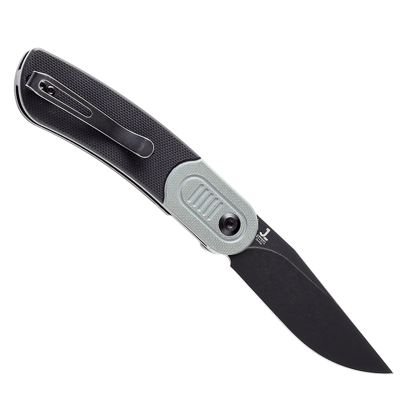 Reverie T2025B1 Black Stonewashed 154CM Blade Gray and Black G10 Handle Design by Justin Lundquist