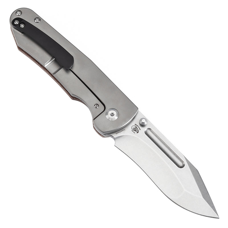 KANSEPT Superhawk Thumb Stub Knife Titanium & Brown Micarta Handle(3.89''CPM S35VN Blade) Warhawk Knives Design-K1084B1