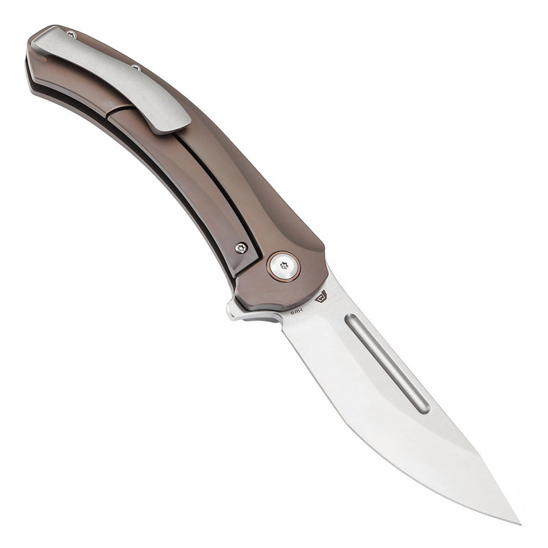 KANSEPT Hira Flipper Bronze Anodized Titanium Handle (3.46" CPM S35VN Blade) with Marco Knives Design-K1090A2