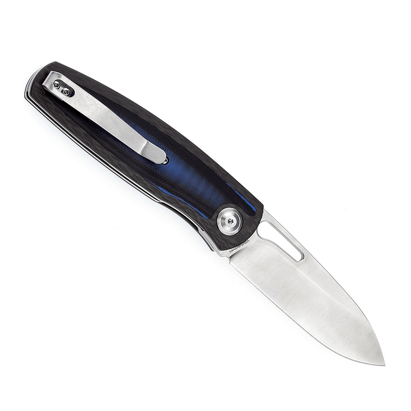 KANSEPT Mato K1050A4 Satin CPM-S35VN Blade Twill Carbon Fiber +Blue Black G10 Handle with Villella Knives Design