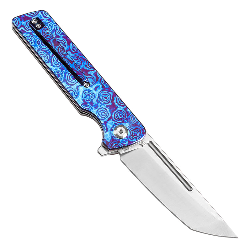 KANSEPT Anomaly Flipper Knife Timascus Handle with Timascus Clip(3.14''CPM-S35VN Blade) Dirk Pinkerton-K2038T7