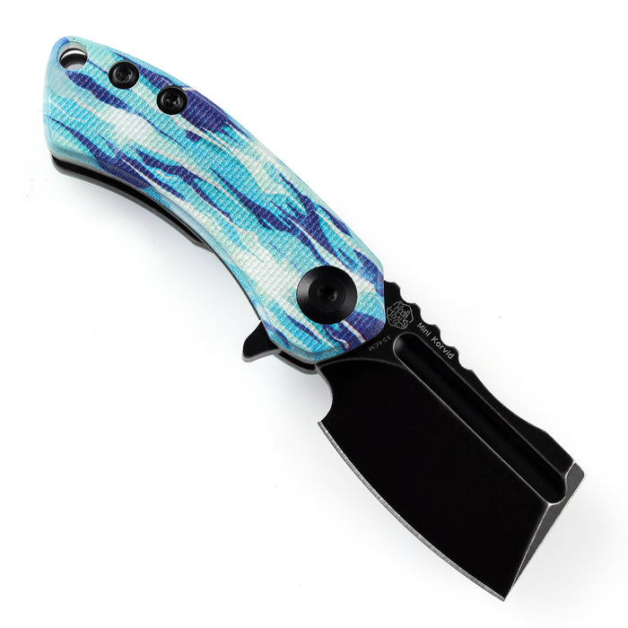KANSEPT Mini Korvid  Flipper Knife Jade G10 with Icicle Camo Handle (1.45'' 154CM Blade) Koch Tools Design-T3030C2