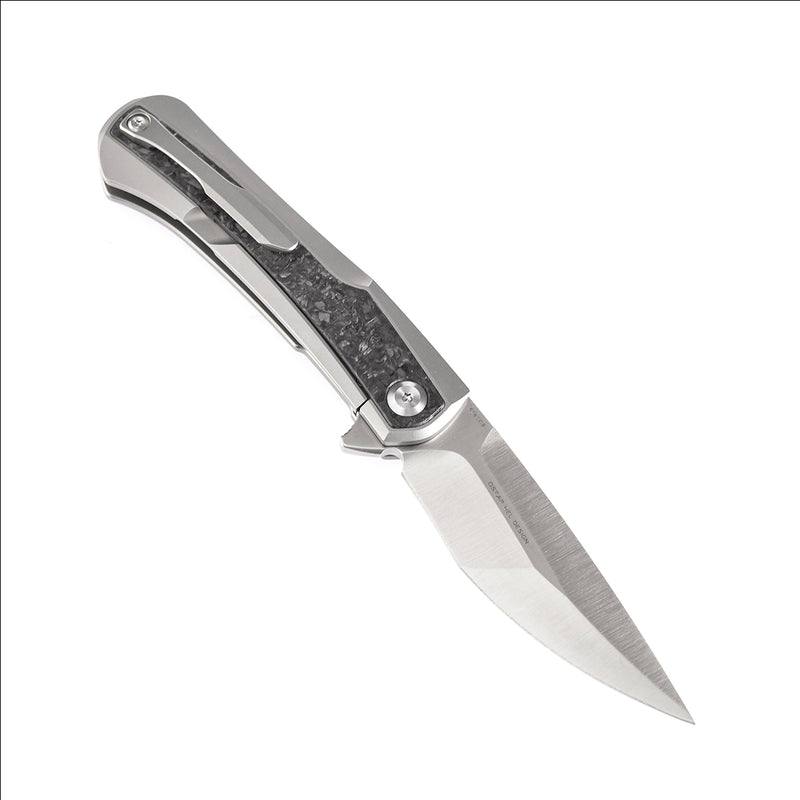 KANSEPT Kratos K1024A1 Ostap Hel Design Titanium Handle with Carbon Fiber Inlay CPM-S35VN Blade