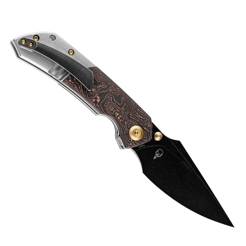 KANSEPT Fenrir Front Flipper/Thumb Stud Knife  Copper Carbon Fiber + Titanium Handle (3.48'' CPM-S35VN Blade) Greg Schob Design-K1034A9