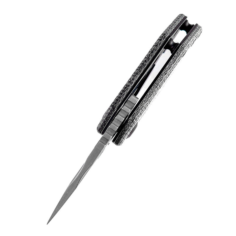 KANSEPT RIO Flipper Knife Black Micarta Handle (1.56'' Damascus Blade) 4T5 Design-K3044D1