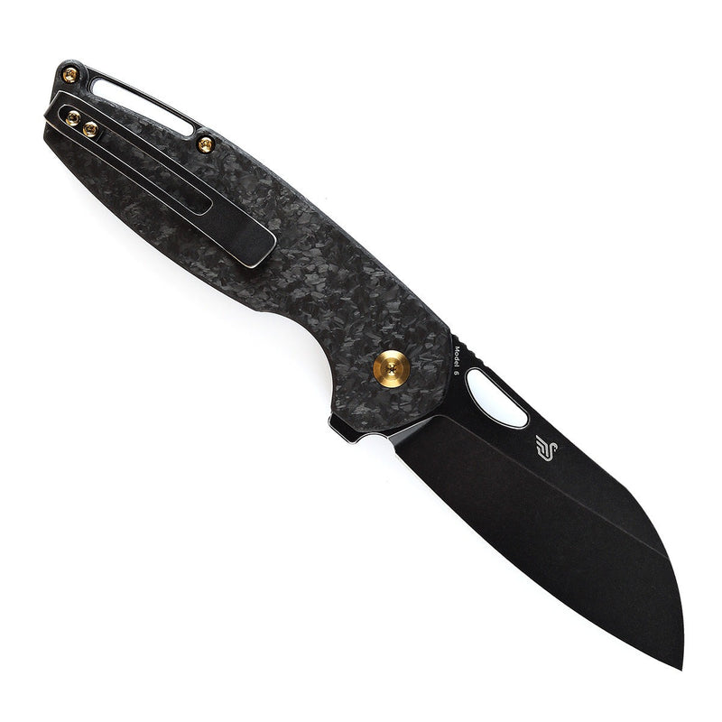 KANSEPT Model 6 Flipper/Thumb Hole Knife Shred Carbon Fiberr Handle (3.1'' CPM 20CV Blade) -K1022A6
