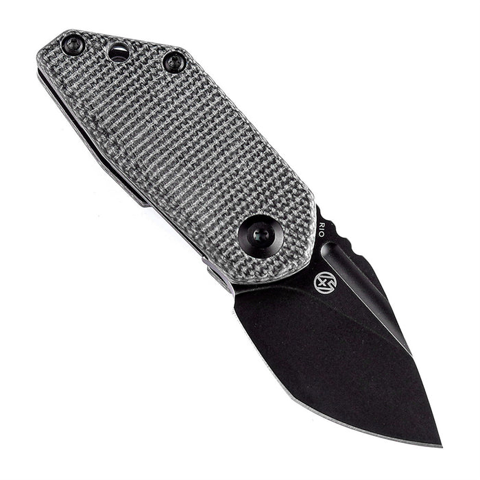 KANSEPT RIO Flipper Knife Black Micarta Handle (1.56'' M390 Blade)4T5 Design-K3044A3