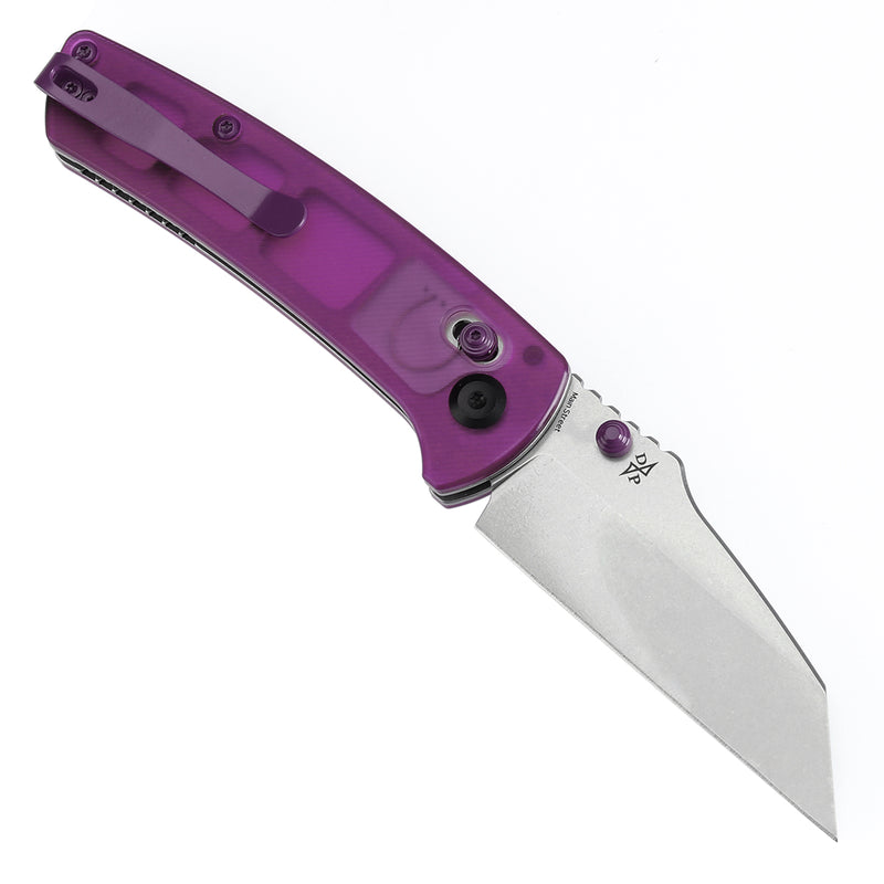KANSEPT Main Street Thumb Studs/Crossbar Lock Knife Purple Acrylic Handle(3.36''154CM Blade) Dirk Pinkerton Design-T1015V10