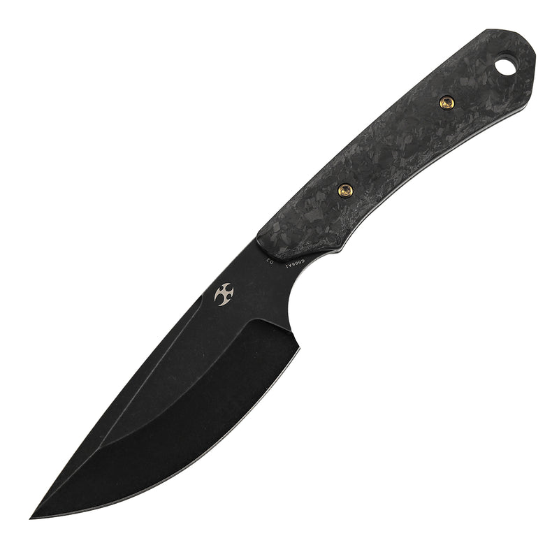 KANSEPT Flank Fixed Blade Shred Carbon Fiber Handle (3.69'' Black Stonewashed D2 Blade) TuffKnives Designed- G006A1