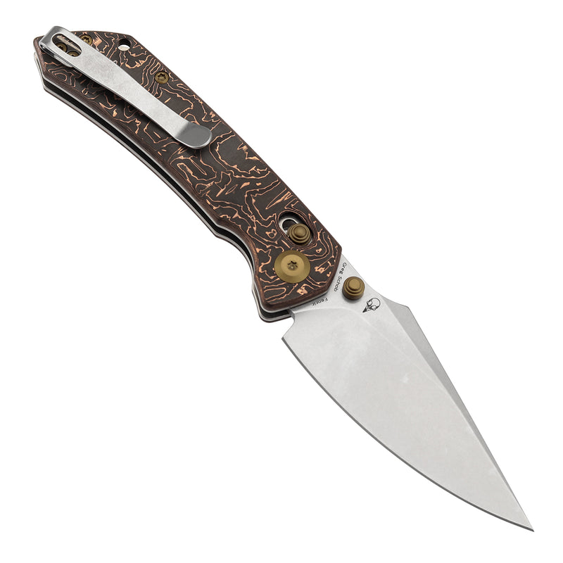 KANSEPT Fenrir Crossbar Lock Knife Copper Carbon Fiber Handle (3.48'' CPM S35VN Blade) Greg Schob Design - K1034V3