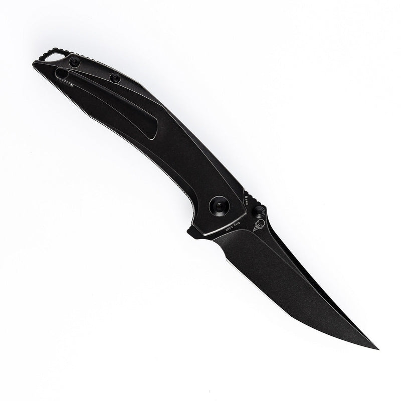 KANSEPT Baku Flipper/Thumb Hole Knife Titanium + Black White Carbon Fiber Inlay Handle (3.2'' CPM-S35VN Blade) Sparrow Knife Co Design -K1056A6