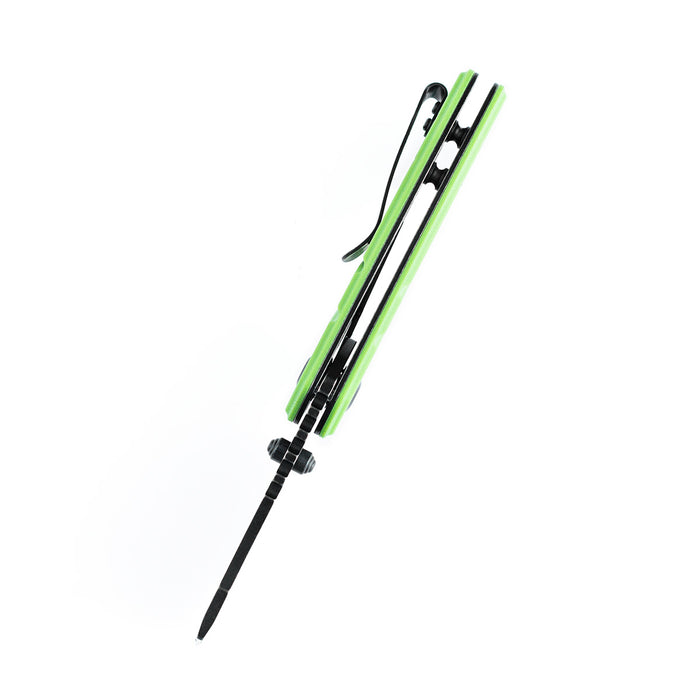 KANSEPT Korvid M Thumb Studs/Flipper Knife Grass Green G10 Handle (2.45'‘ Black 154CM Blade ) Koch Tools Design-T2030A8