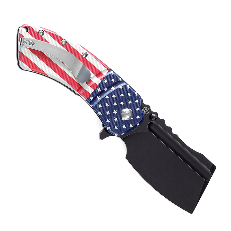 XL Korvid T1030B1 Black Stonewashed 154CM Blade G10 with American Flag Print Handle Designed by Koch Tools