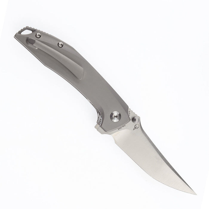 KANSEPT Baku Flipper/Thumb Hole Knife  Titanium + Timascus Inlay Handle (3.2'' CPM-S35VN Blade)Sparrow Knife Co Design -K1056A8