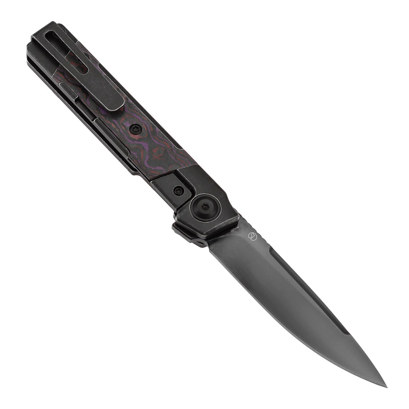 KANSEPT Kitpu Flipper Blackwash Titanium with Purple Haze Fatcarbon (2.9" Mirror DLC CPM20CV) Jonathan Styles Design- K2123A1
