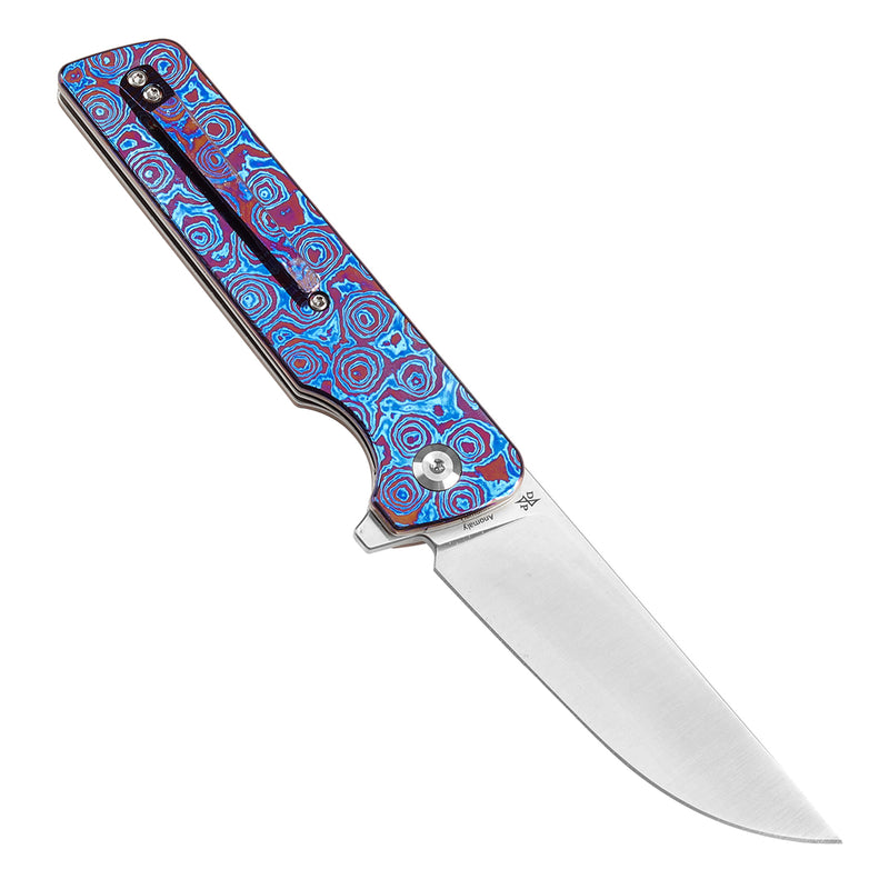 KANSEPT Anomaly Flipper Knife Timascus Handle with Timascus Clip(3.14''CPM-S35VN Blade) Dirk Pinkerton-K2038A7