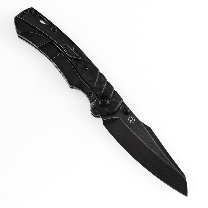 KANSEPT Weim Thumb Studs Knife Red Carbon Fiber+Black Titanium Handle (3.28''CPM S35VN Blade)Jonathan Styles Design-K1051A5