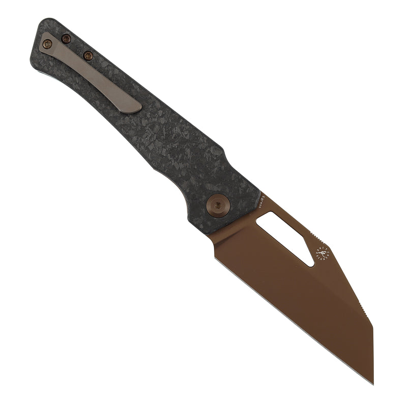 KANSEPT Egress Front Flipper Shred Carbon Fiber Handle (3.47" Rose Gold Coated CPM S35VN Blade) Nitch Designs-K1033A3