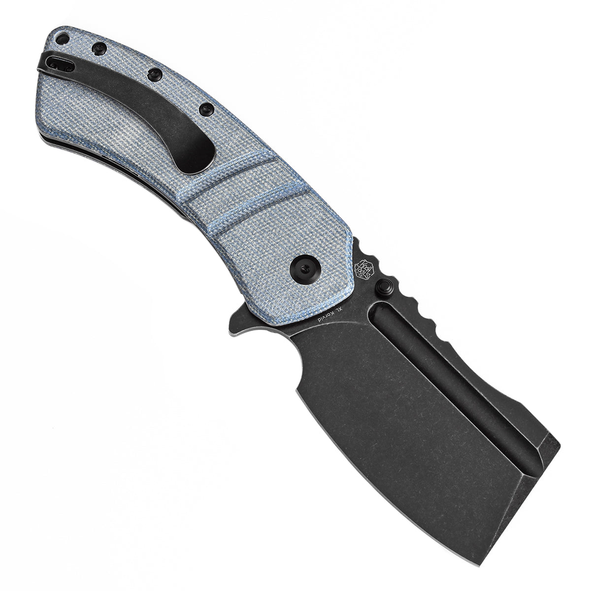 KANSEPT XL Korvid Flipper Knife Blue Micarta Handle (3.55'' 154CM