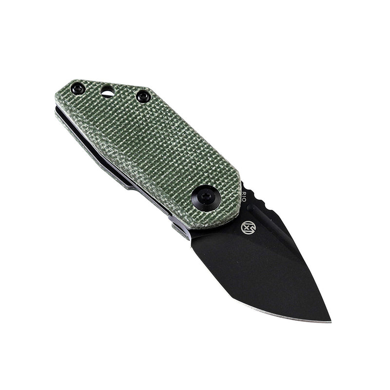 KANSEPT RIO Flipper Knife Green Micarta Handle (1.56'' M390 Blade)4T5 Design-K3044A2