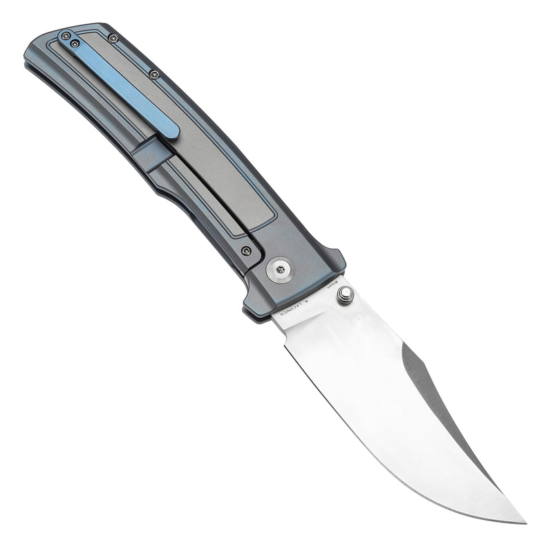 KANSEPT Bison Thumb Stub Blue Anodized Titanium Handle (4.25" CPM S35VN Blade) with Ray Laconico Knives Design-K1108B2