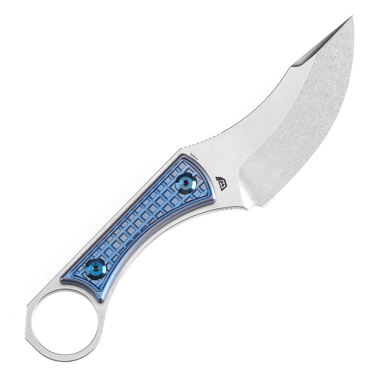 KANSEPT Niko Fixed Knife Blue Anodized Titanium Handle (3.54''D2