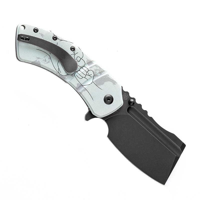 XL Korvid T1030B5 Stonewashed Anodized and 154CM Blade Jade G10 with Parent and Child Hands- Handle Designed by Koch Tools