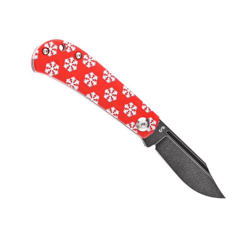 KANSEPT Bevy Slip Joint Knife Red G10 Snowflake Print Handle (2.9'' 154CM Blade) Nick Swan Design-T2026SC