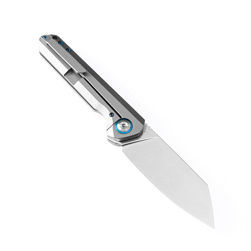 KANSEPT Bulldozer Front Flipper Plain Titanium Handle (3.56" CPM-20CV Blade)Kim Ning Design-K1028A1