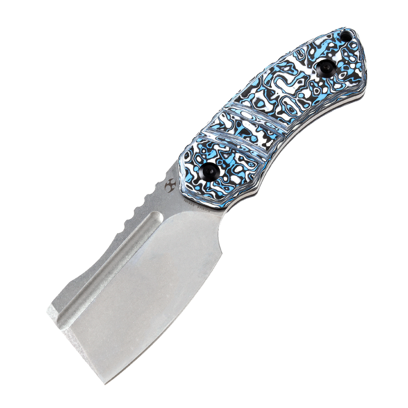 KANSEPT Korvid S Fixed Blade Blue & White Carbon Fiber + Kydex Sheath Handle (2.9" CPM-S35VN Blade) Koch Tools -G2030A6